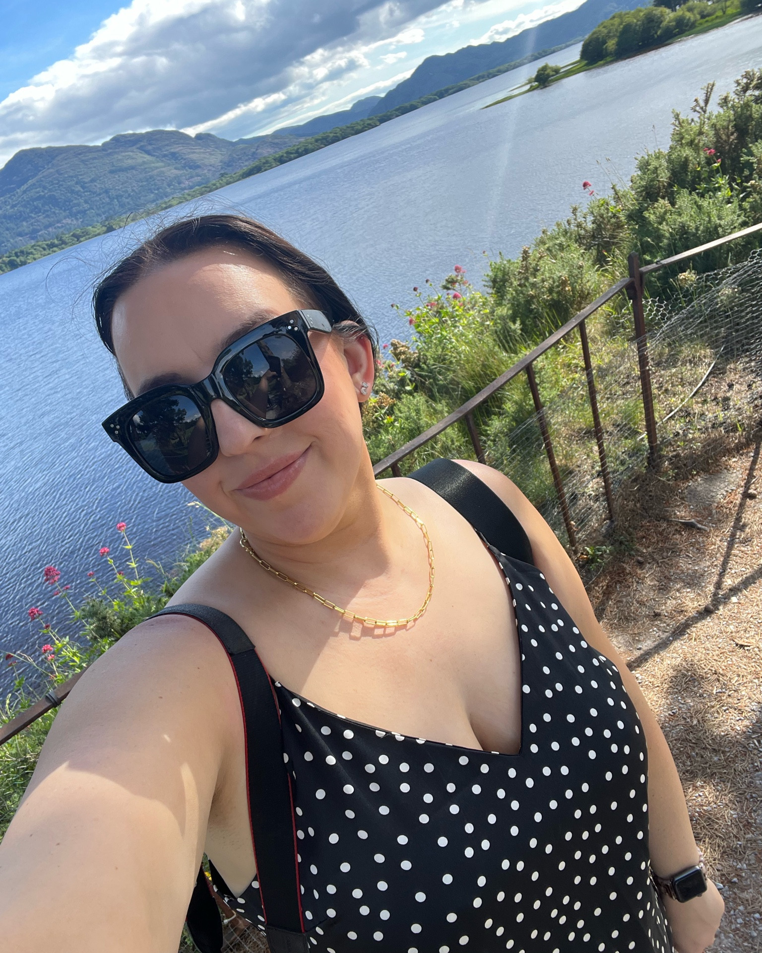 What I wore in Killarney Ireland / travel outfit / slip dress / polka dot dresss / paperclip chain necklace / white sneakers / summer outfit / summer dress 

#LTKSummerSales #LTKTravel #LTKMidsize