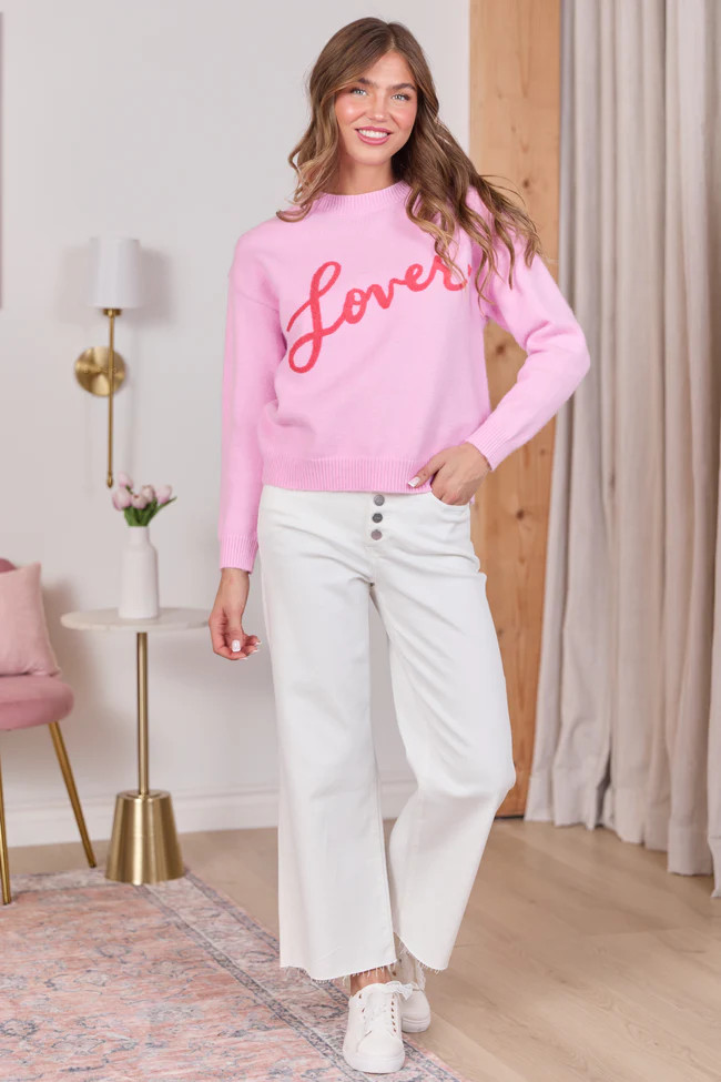 Lover Pink Crewneck Sweater | Pink Lily