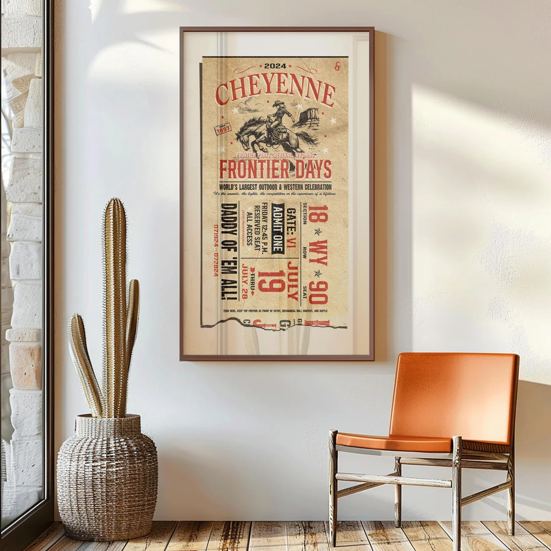 Cheyenne Frontier Days Vintage Rodeo Ticket Art Print - Etsy | Etsy (Global)