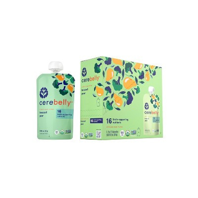 Cerebelly Organic Broccoli Pear Baby Food Pouch - 6pk/24oz: 5 Months and Up, 2nd Stage, Pureed, Ready to Eat | Target