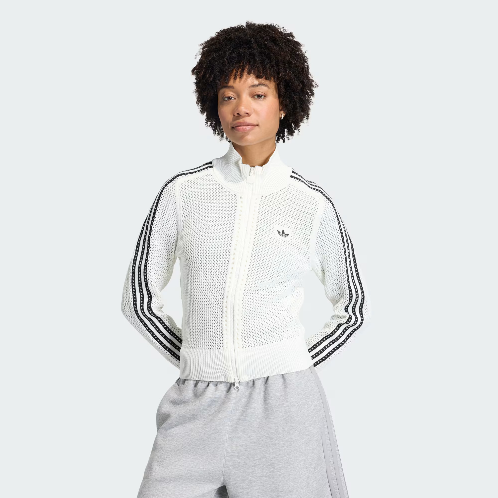 adidas KNITTED CROCHET FIREBIRD TRACK TOP - White | Free Shipping with adiClub | adidas US | adidas (US)