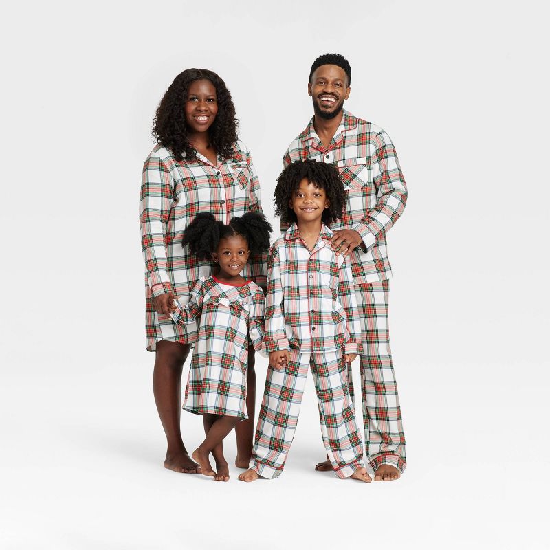 Women's Holiday Tartan Plaid Flannel Matching Family Pajama Set - Wondershop™ Cream | Target