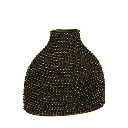 14.25 Black and Gold Ceramic Beaded Tabletop Vase | Walmart (US)