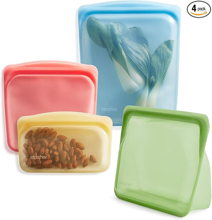 Stasher Reusable Silicone Storage Bag, Food Storage Container, Microwave and Dishwasher Safe, Lea... | Amazon (US)