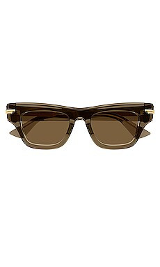 Bottega Veneta Acetate Cat Eye in Shiny Transparent Brown from Revolve.com | Revolve Clothing (Global)