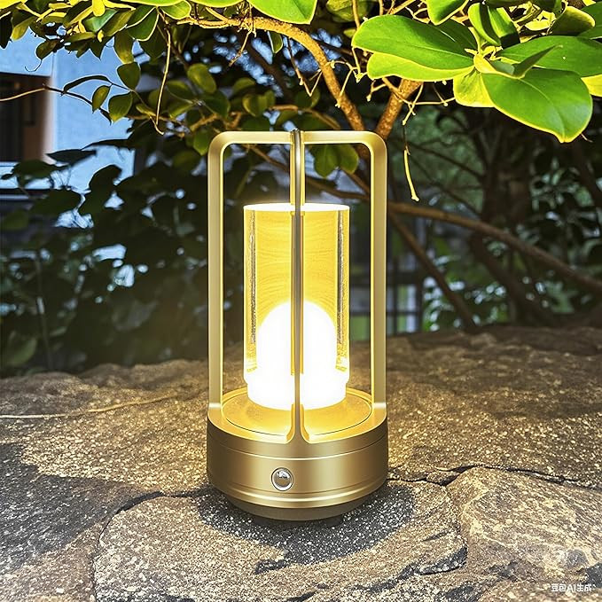 Outdoor Table Lamp, 4000mAh Rechargeable Battery Operated lamp, 3 Color Stepless Dimmable Cordles... | Amazon (US)