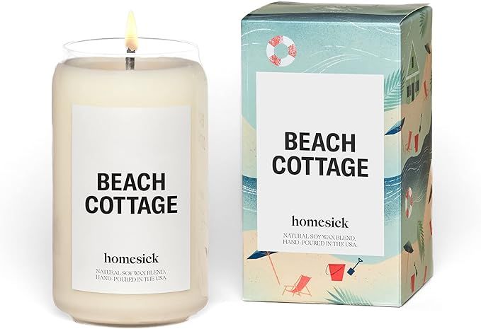 Homesick Premium Scented Candle, Beach Cottage - Scents of Bergamot, Sandalwood, 13.75 oz, 60-80 ... | Amazon (US)