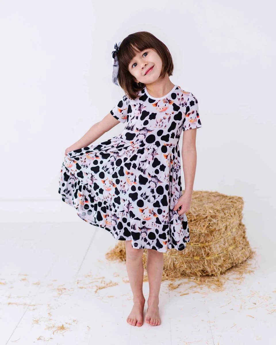 In a Good Moo-D Girls Dress & Shorts Set | Bums & Roses