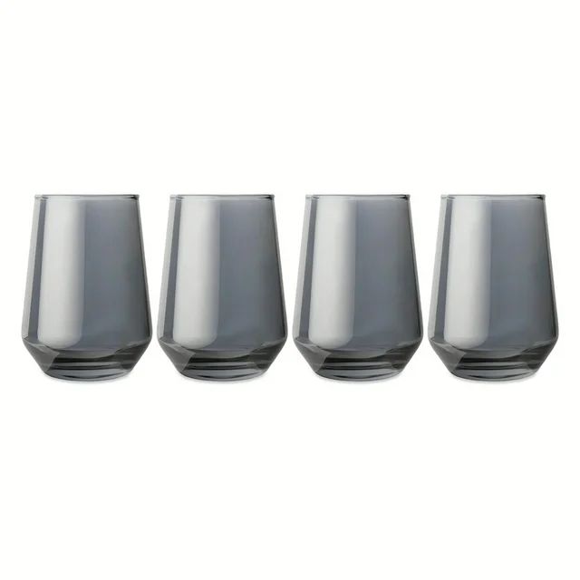Thyme & Table 4-Piece Angled Stemless Wine Glass Set in Smoke Finish | Walmart (US)