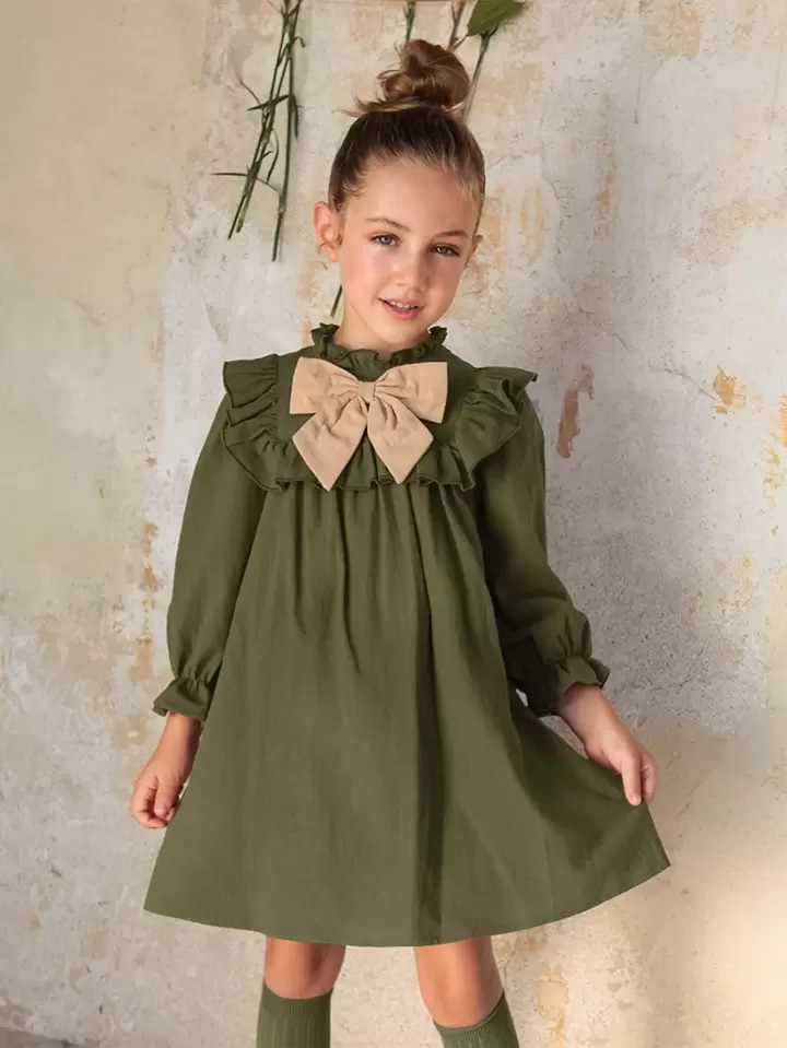 SHEIN Toddler Girls 1 PC Bow Front Ruffle Trim Smock Dress | SHEIN