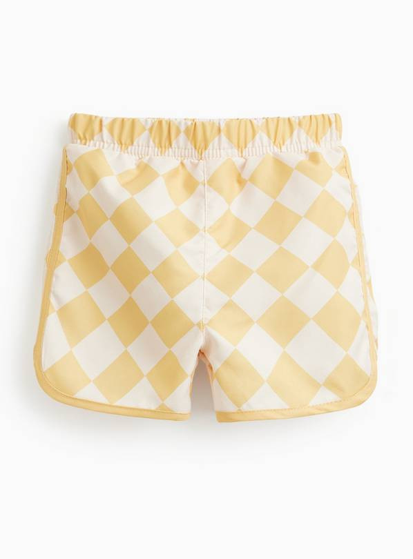 Yellow Harlequin Print Swim Shorts 18-24 months | Tu Clothing