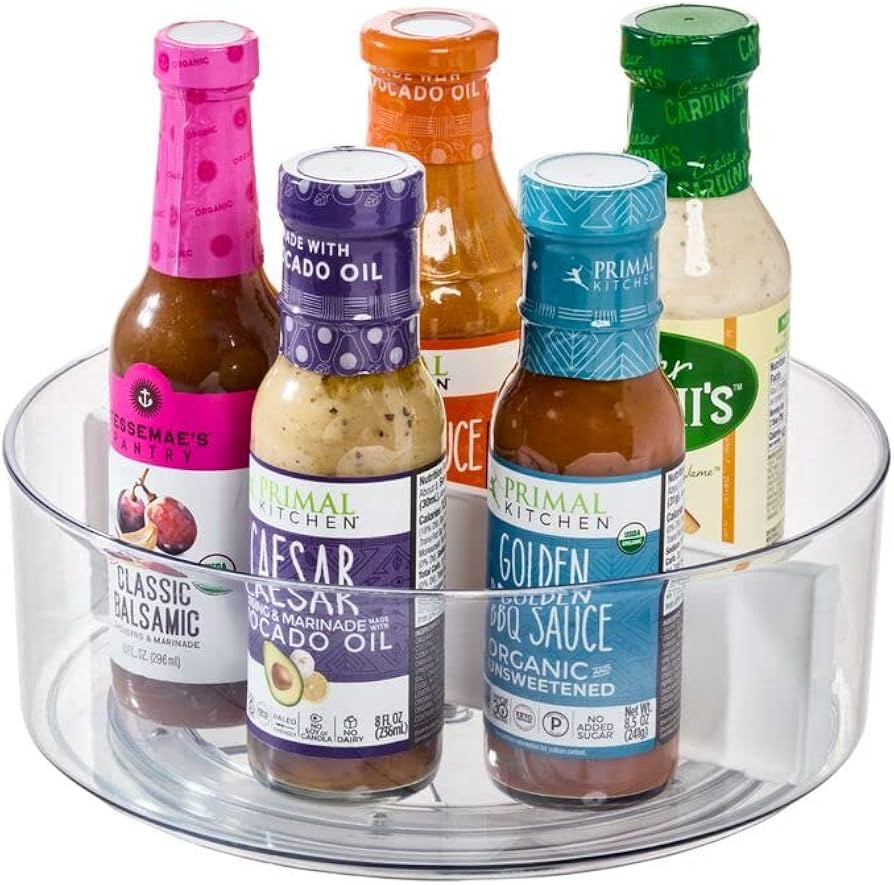 Rosanna Pansino x iDesign Recycled Plastic Divided Lazy Susan Turntable with Lid, Clear Bin/Marsh... | Amazon (US)