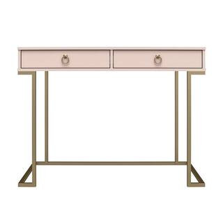 Camila 41.65 in. Pink Writing Desk with Charging Station | The Home Depot