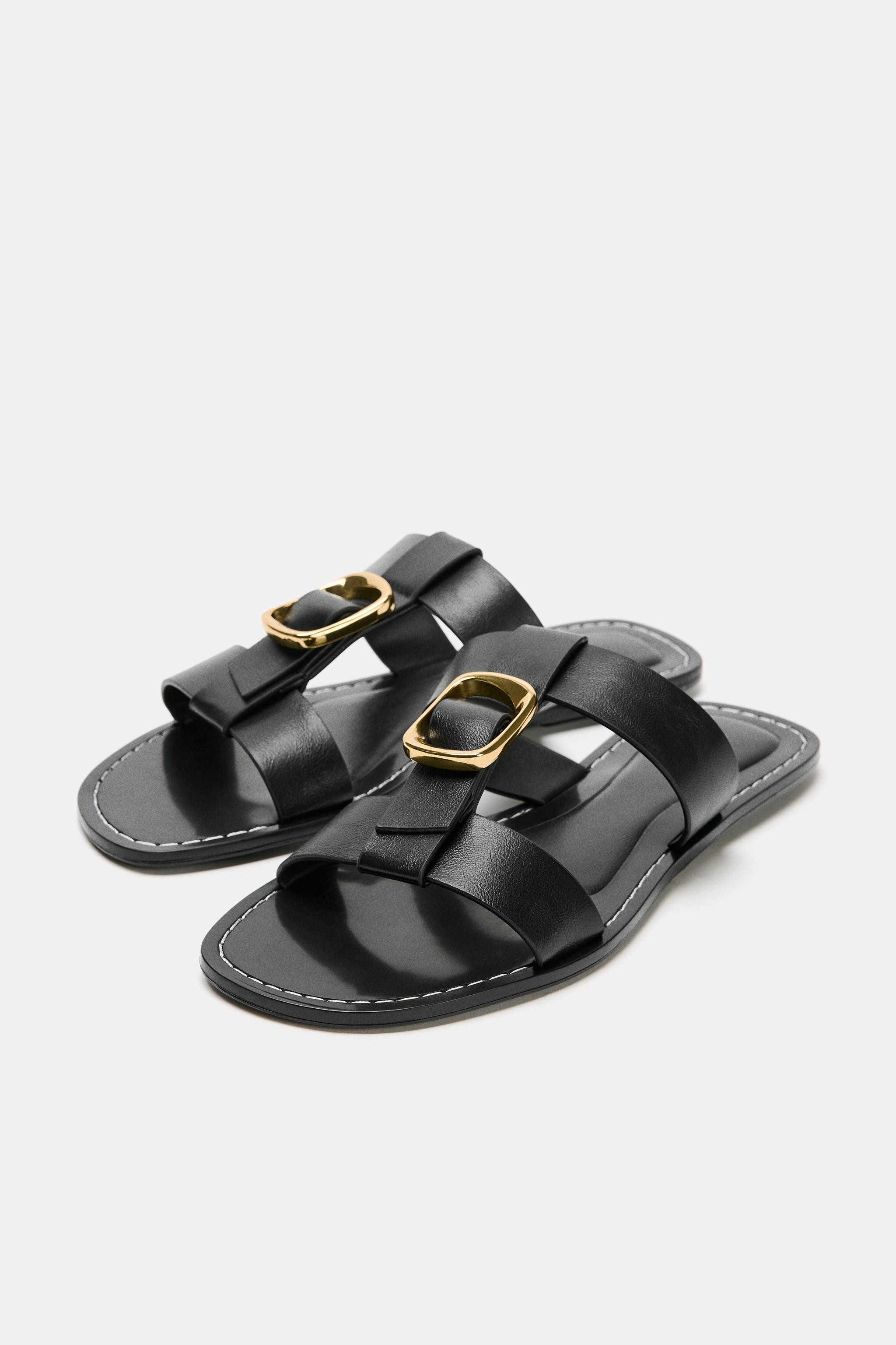 FLAT BUCKLE SANDALS | Zara US