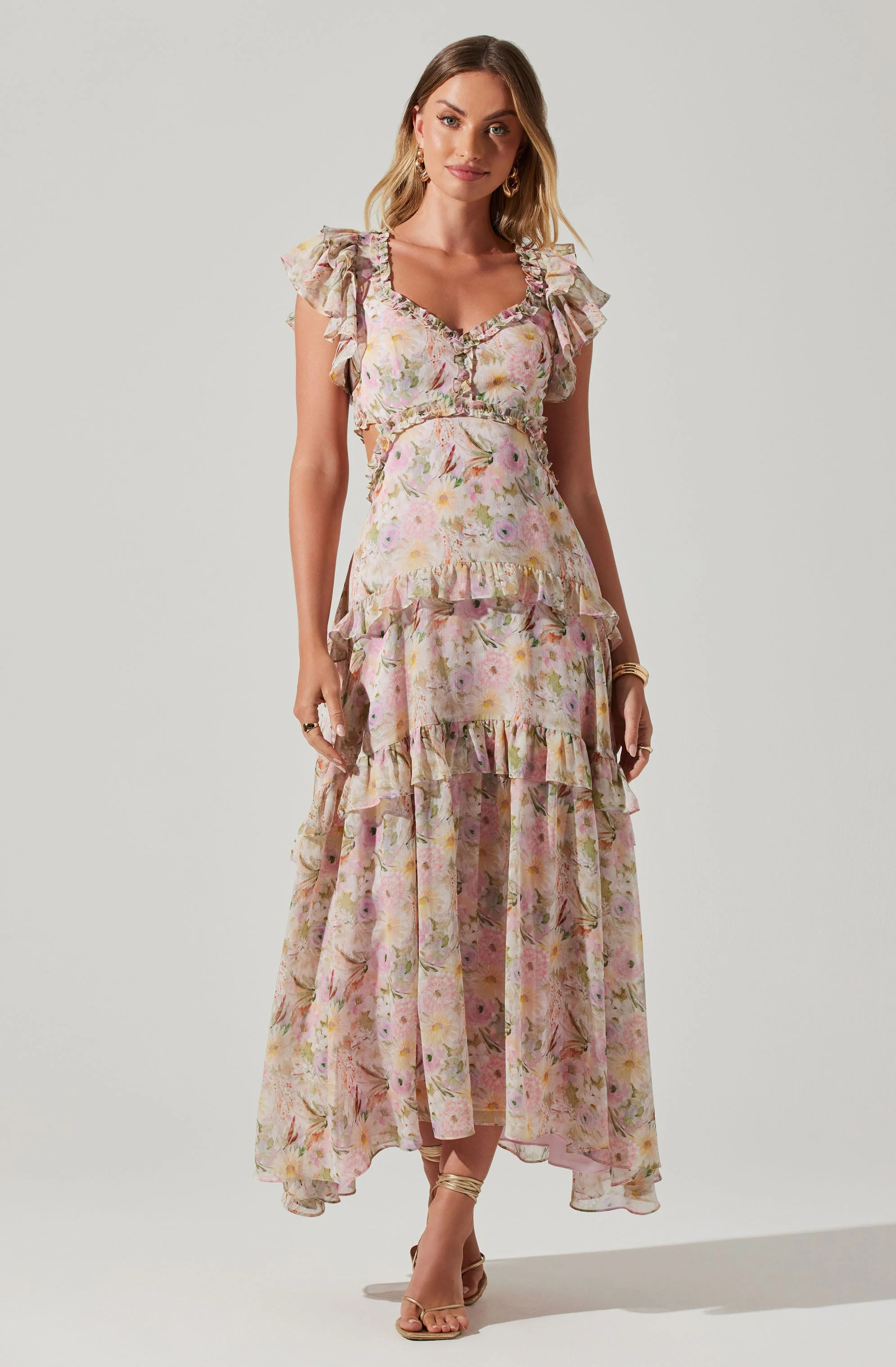 Mable Floral Tiered Ruffle Maxi Dress | ASTR The Label (US)