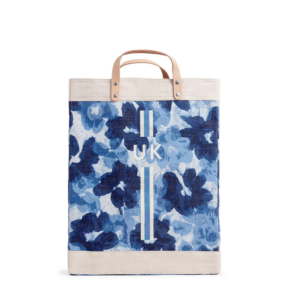 Market Bag in Indigo Bloom by Liesel Plambeck with Monogram | Apolis