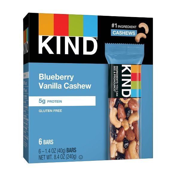 KIND Blueberry Vanilla Cashew Bars - 8.4oz/6ct | Target