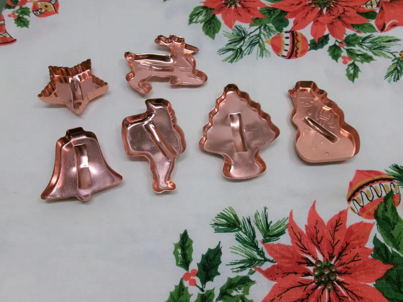 Vintage Copper Christmas Cookie Cutters Lot of 6 - Etsy | Etsy (US)
