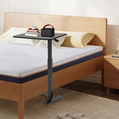 Adjustable Height Overbed Bedside Table Pneumatic Mobile Standing Desk Laptop Desk Movable | Wayfair North America