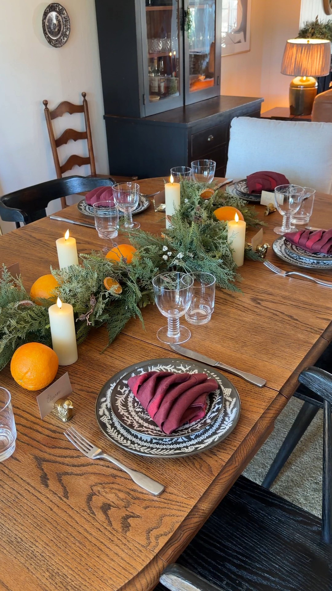 This and good company. Because setting a beautiful table doesn’t have to be complicated. Chances are you already have most of what you need. A fresh or faux garland, a few seasonal fruits like oranges or pomegranates, folded napkins in a slightly more special way, place cards, candles…
It’s the little details that bring so much warmth to a space. 

#LTKHome #LTKHoliday