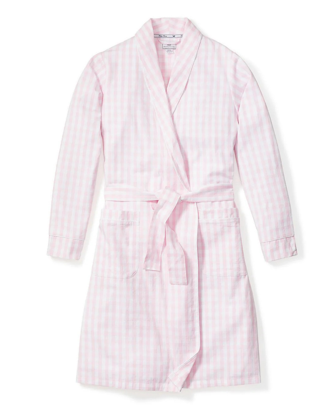 Women's Twill Robe in Pink Gingham | Petite Plume