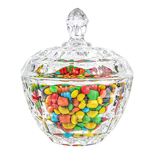 ComSaf Glass Candy Dish with Lid Decorative Candy Bowl, Crystal Covered Candy Jar for Home Office... | Amazon (US)