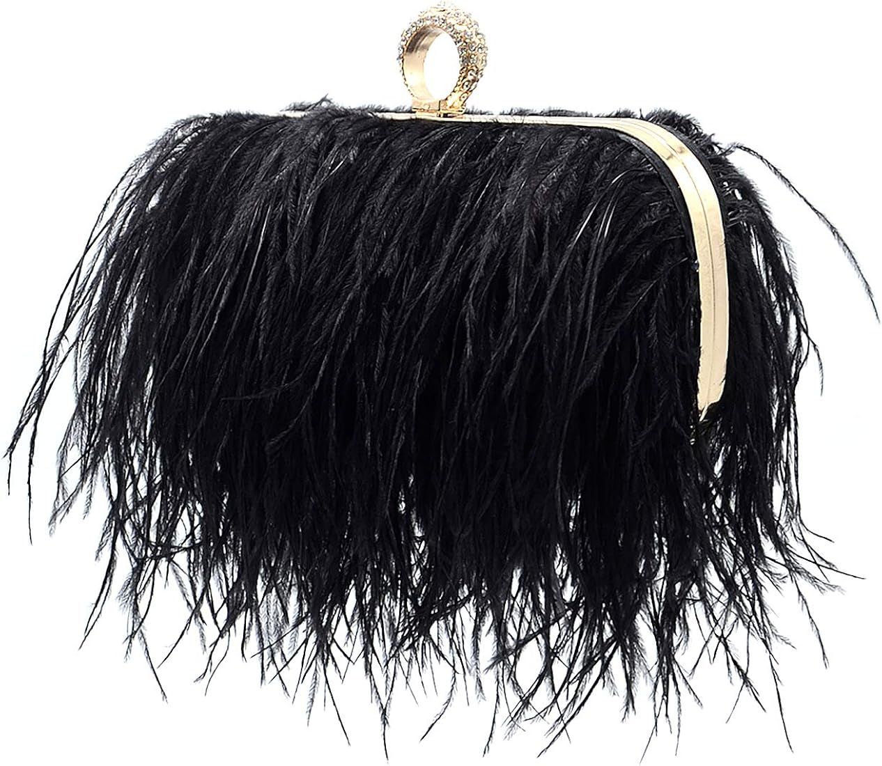 Miuco Women Feather Clutch Purse Shoulder Crossbody Bag Evening Handbags | Amazon (US)