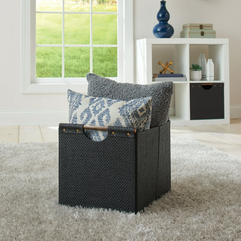 Better Homes & Gardens 12.75" Woven Cube Storage Bin, Black - Walmart.com | Walmart (US)