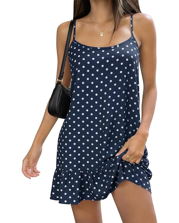 FOMELY Women's Summer Polka Dot Dress 2026 Sleeveless Mini Dress with Ruffle Hem Casual Going Out... | Amazon (US)