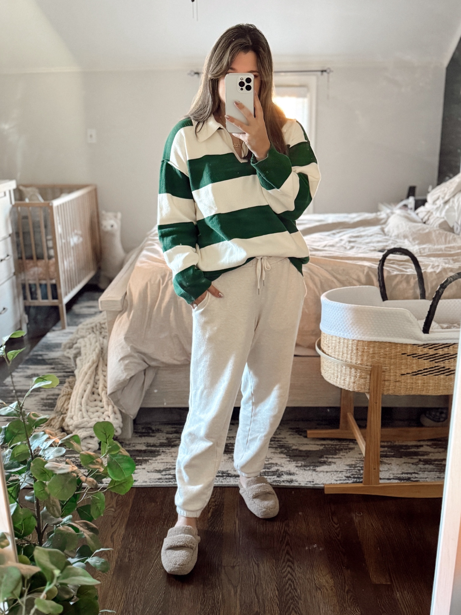 outfit of the morning 
Loungewear, postpartum, weekend outfit, aerie finds, loafer slippers 

#LTKFindsUnder100 #LTKBump #LTKFindsUnder50