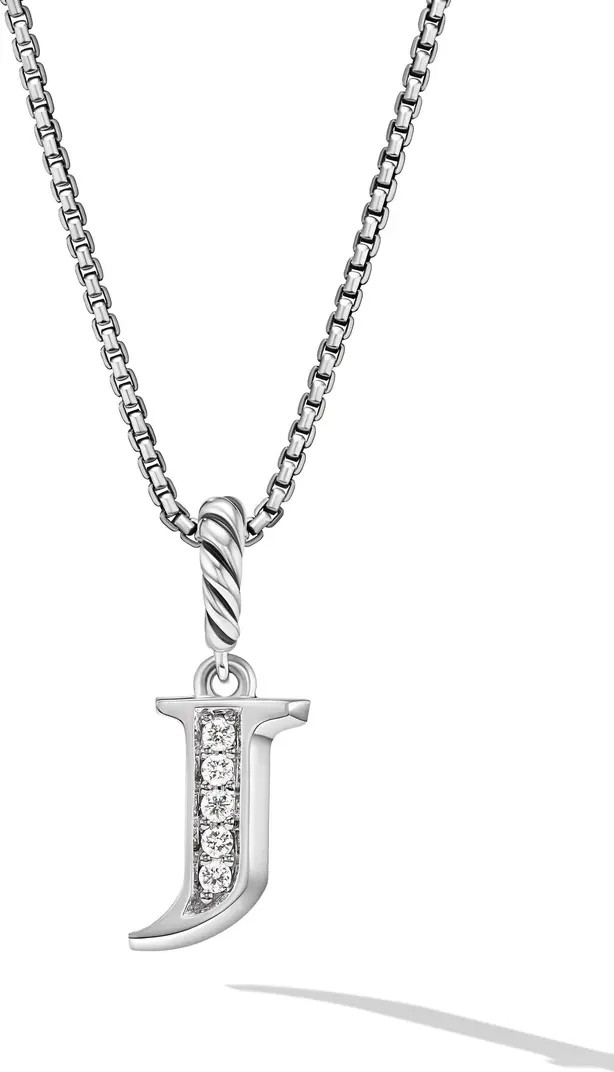 David Yurman Pavé Initial Pendant Necklace in Sterling Silver with Diamond | Nordstrom | Nordstrom
