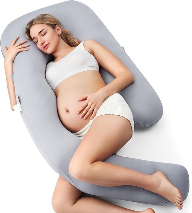 Momcozy Pregnancy Pillow with Cooling Cover, U Pro Pregnancy Body Pillow with Adjustable Leg Pill... | Amazon (US)