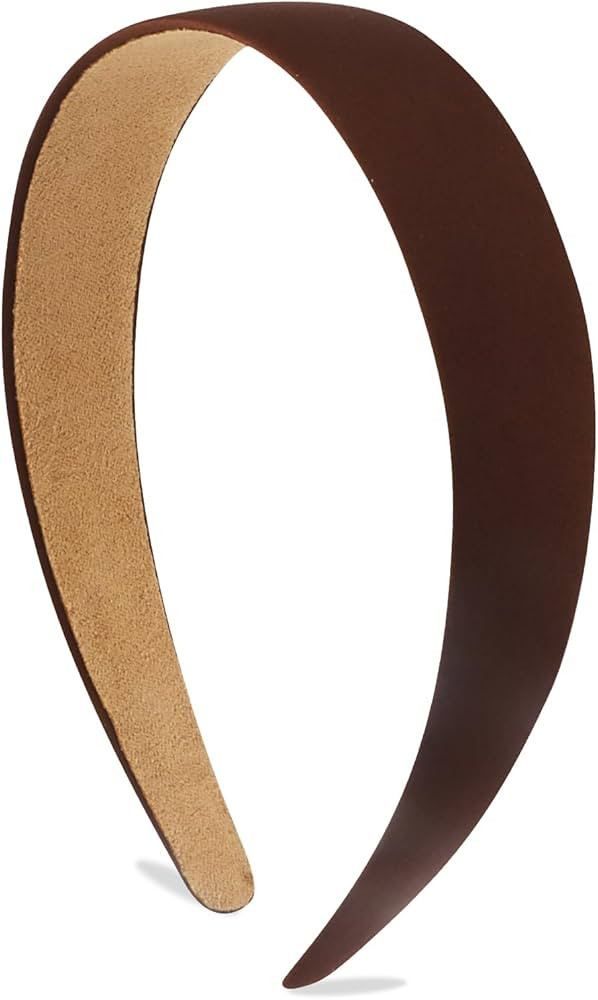 Satin Headbands for Women Girls Brown Headband 1.18 Inch Wide Thin Hard Headbands Non Slip Ribbon... | Amazon (US)