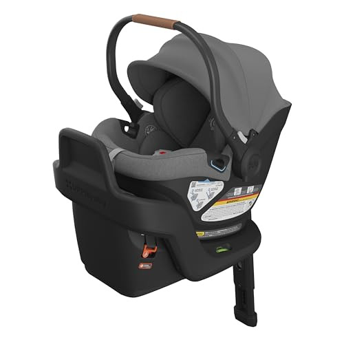 UPPAbaby Aria Lightweight Infant Car Seat/Just Under 6 lbs for Easy Portability/Base with Load Leg + Infant Insert Included/Direct Stroller Attachment/Greyson (Charcoal Mélange/Saddle Leather) | Amazon (US)