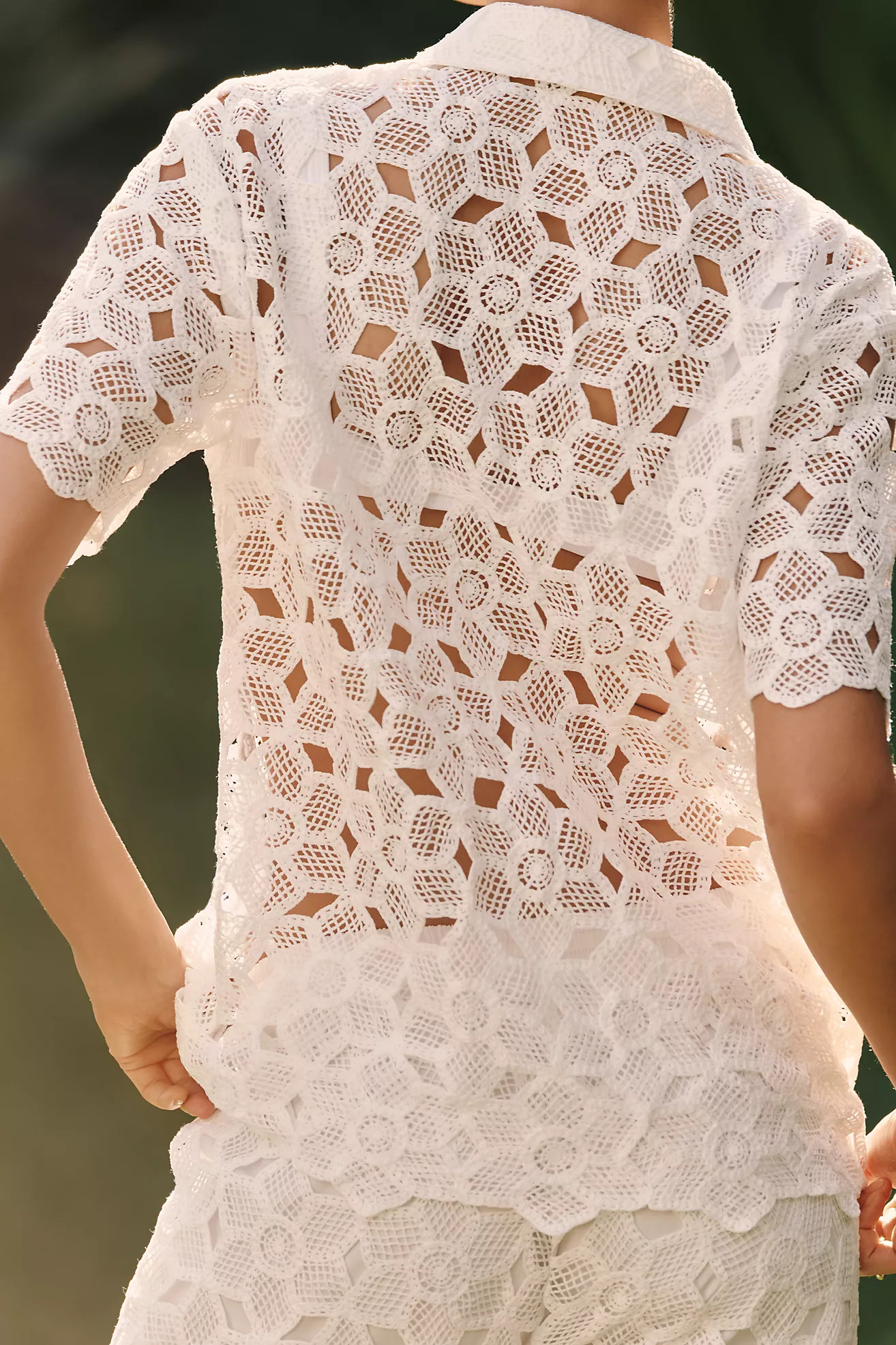 BLITHE Short-Sleeve Eyelet Buttondown Top | Anthropologie (US)