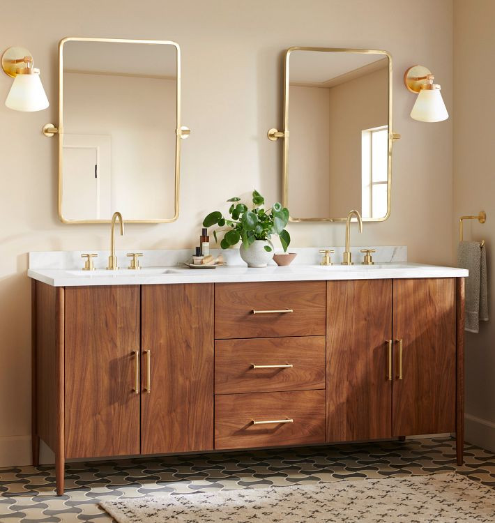 Shaw 72" Walnut Double Vanity | Rejuvenation