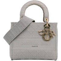 Dior Women's Preloved Medium Canvas Cannage Lady D Lite Bag in Grey | Miss Pap UK