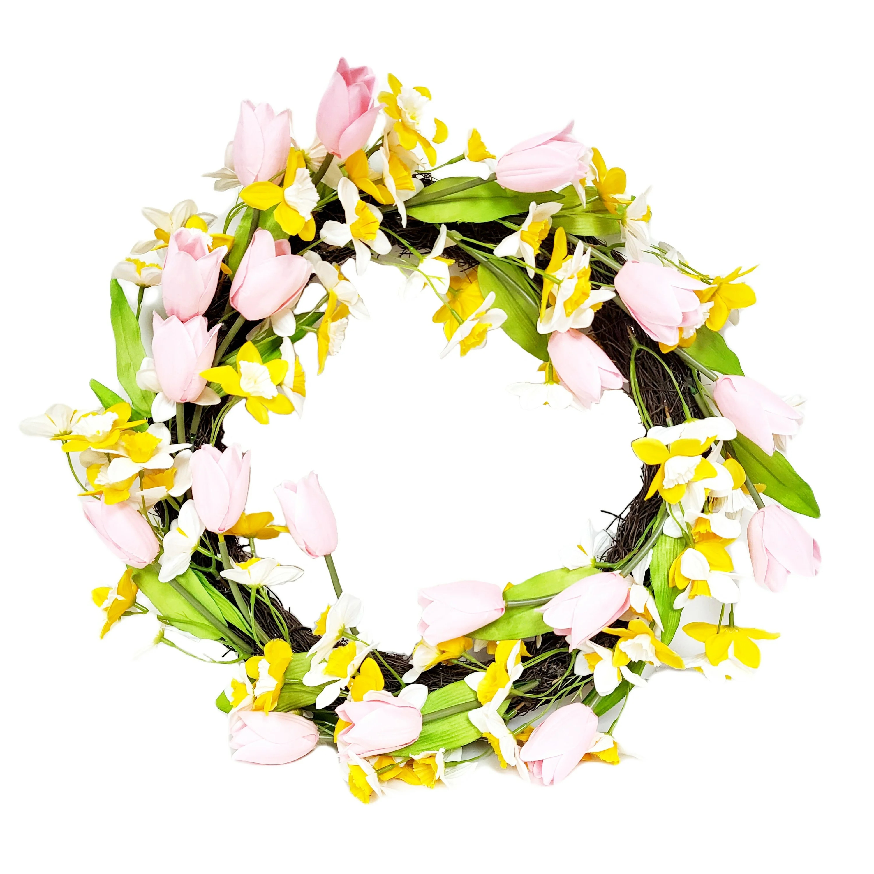 Easter Pink Tulip and Yellow Daffodil Wreath, 20 in, by Way To Celebrate | Walmart (US)