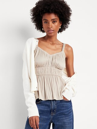 Waist-Defined Satin Top | Old Navy (US)