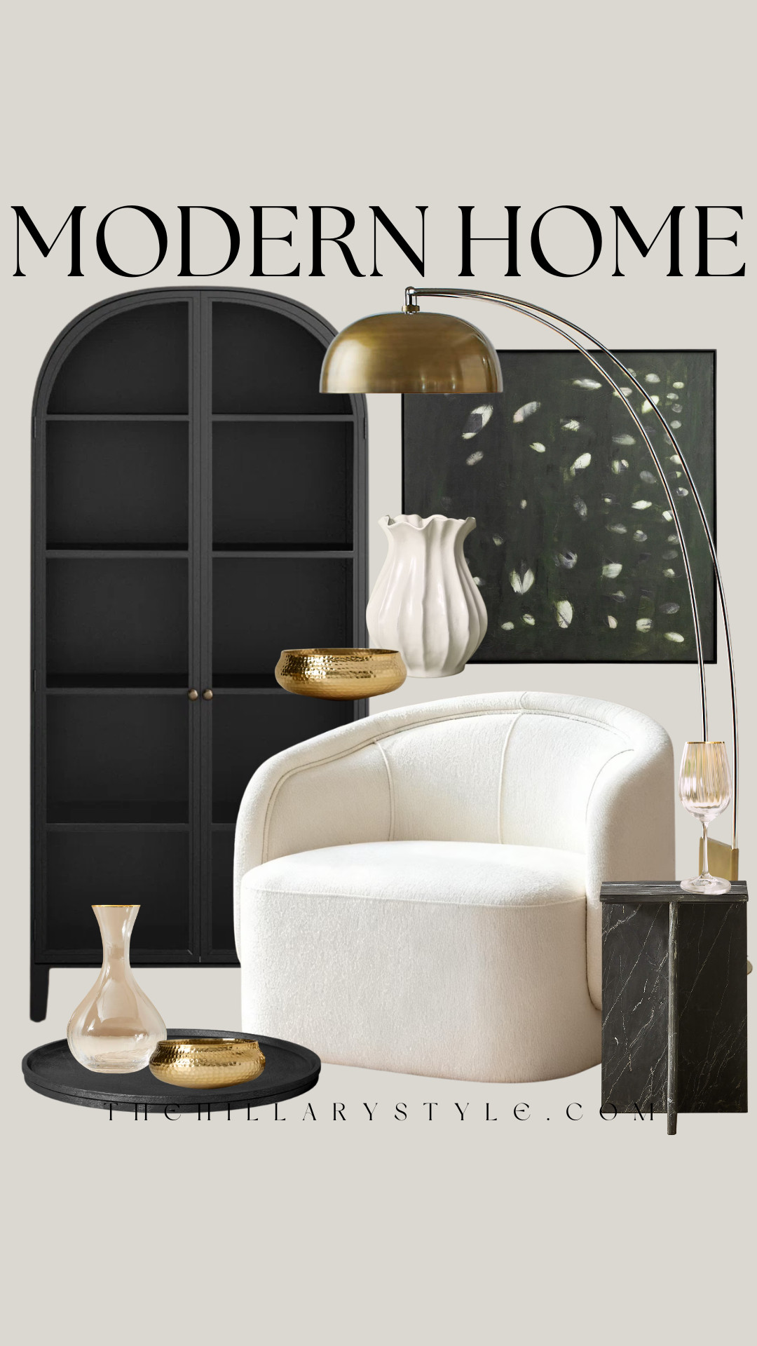 Modern Organic Luxe Living Room Design
A quiet luxury aesthetic meets high contrast design. This curated living space blends textures like bouclé and black marble for a sophisticated and cozy mood. Dark academia gets a chic update with arched details and organic shapes. Shop the look to recreate this cozy home vibe. CB2, Joss & Main, Walmart, Target, Crate & Barrel, Anthropologie, Wayfair 

 #TheHillaryStyle #modernorganic #quietluxury #interiorinspo #livingroomdecor #ltkhome #blackandwhite #darkacademia #bouclechair #pintereststyle #cozyhome 

#LTKdayinmylife #LTKSeasonal #LTKHome
