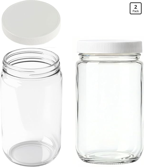 32oz Extra Wide Mouth Glass Storage Jar with BPA-Free Plastic Lid \u2013 Quart Size Airtight Maso... | Amazon (US)