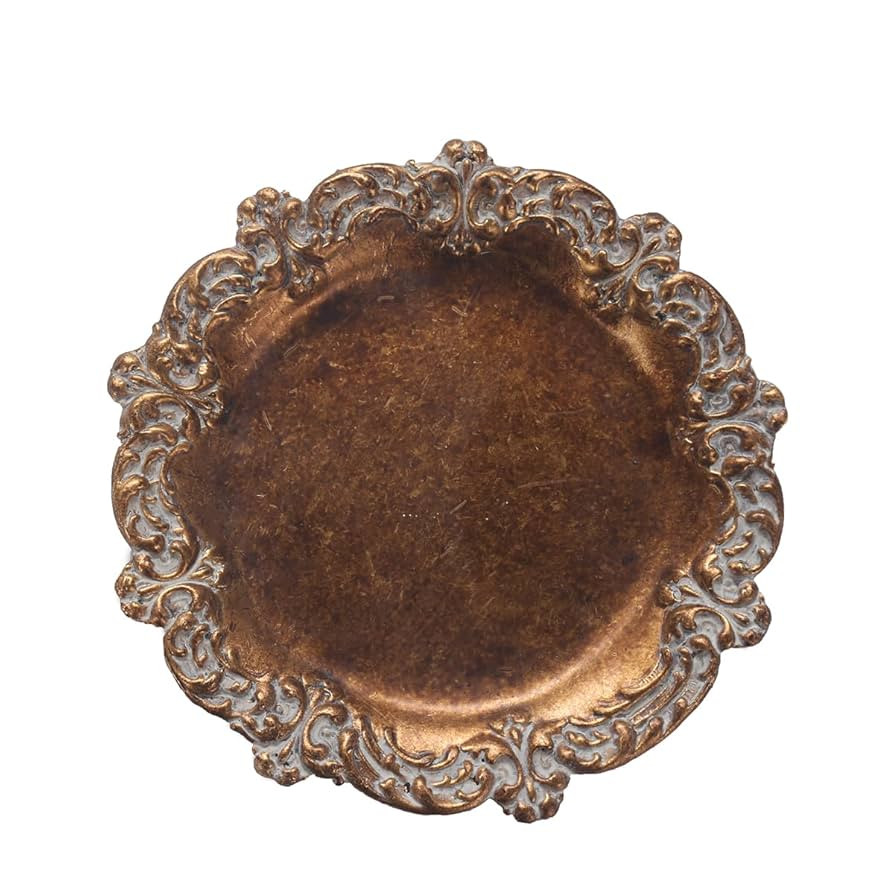 Vintage Tray Small Antique Trinket Dish, Round, Ring Holder with Twisted Flower Surrounding, Cosm... | Amazon (US)