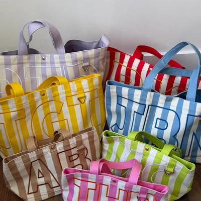 Striped Custom Alpha Tote - Custom Flamingo | BaubleBar