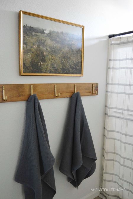 Bathroom makeover including a new shower curtain, hooks, and artwork! 

#LTKfindsunder100 #LTKfindsunder50 #LTKhome