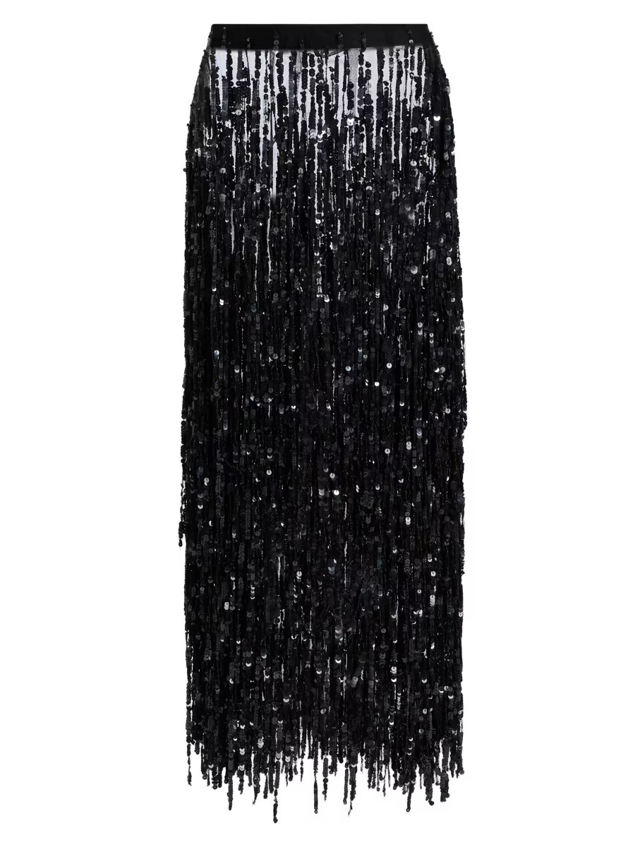 Re-Edition Sequin-Fringed Pencil Maxi Skirt | Saks Fifth Avenue