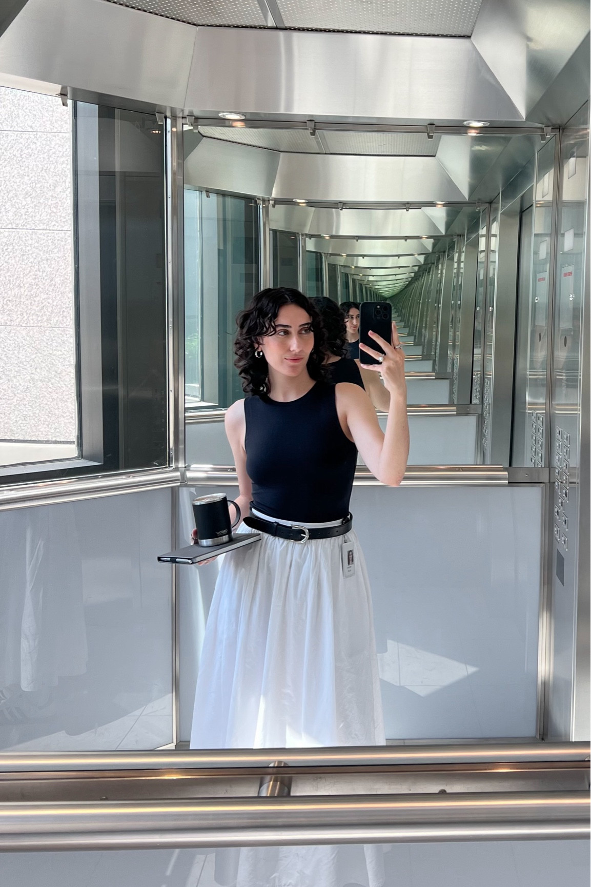 Top - Contour Crew Bodysuit from Aritzia, size S.

Belt - Accent Solid Brass Leather Belt from Aritzia, size XS.

Skirt - Poplin Full Skirt from Ricki’s, size XS. 

Shoes - Adidas Samba from Aritzia.

#LTKcanada #LTKworkwear #LTKsummer