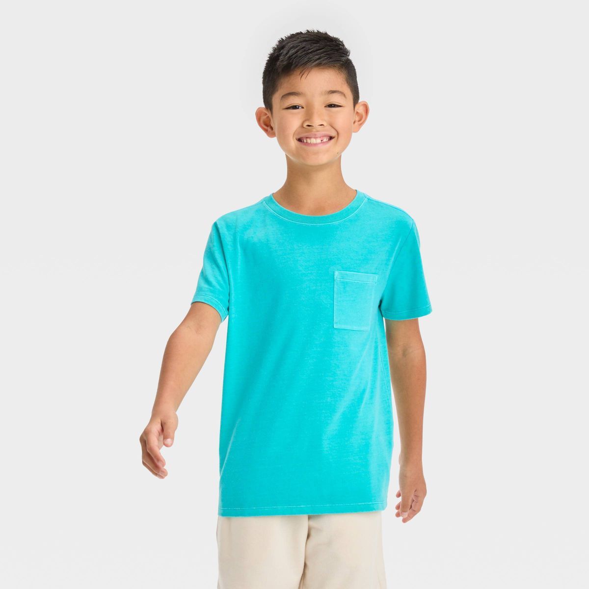 Boys' Short Sleeve Washed T-Shirt - Cat & Jack™ Turquoise Blue XS | Target
