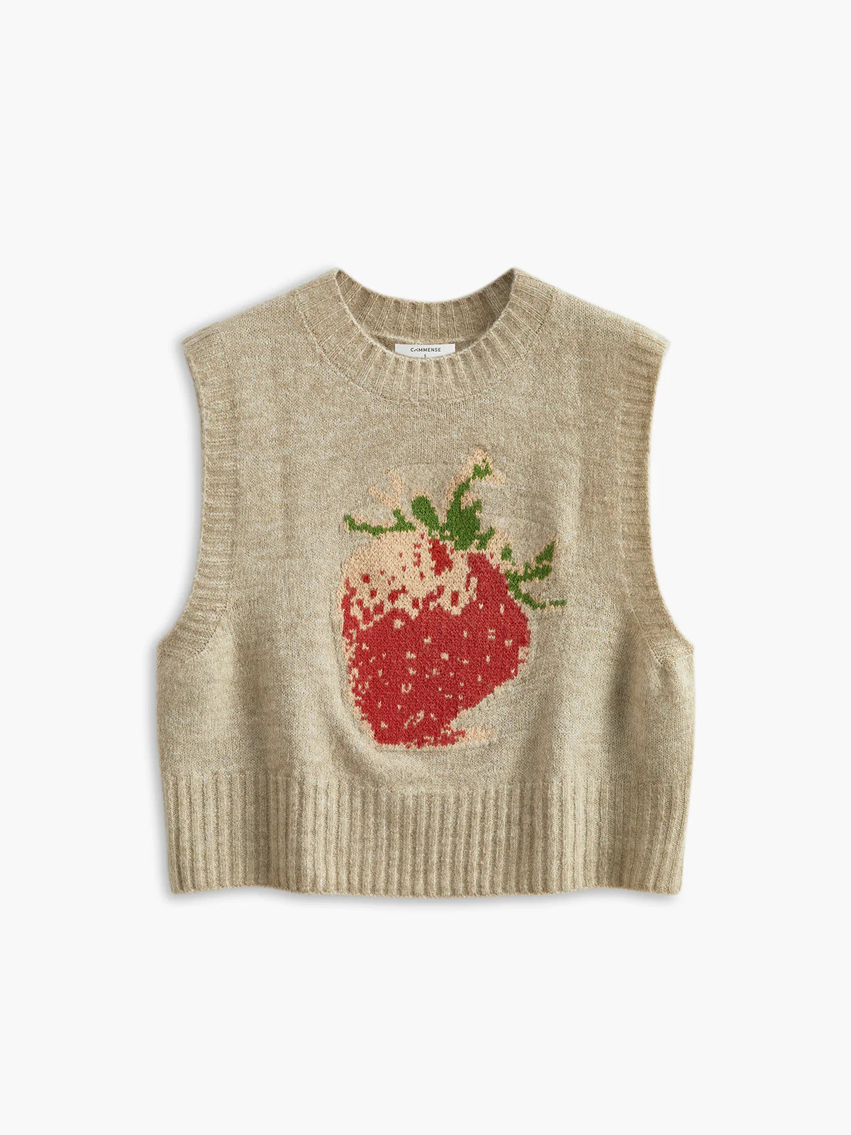 Crew Neck Strawberry Sweater Vest | Commense