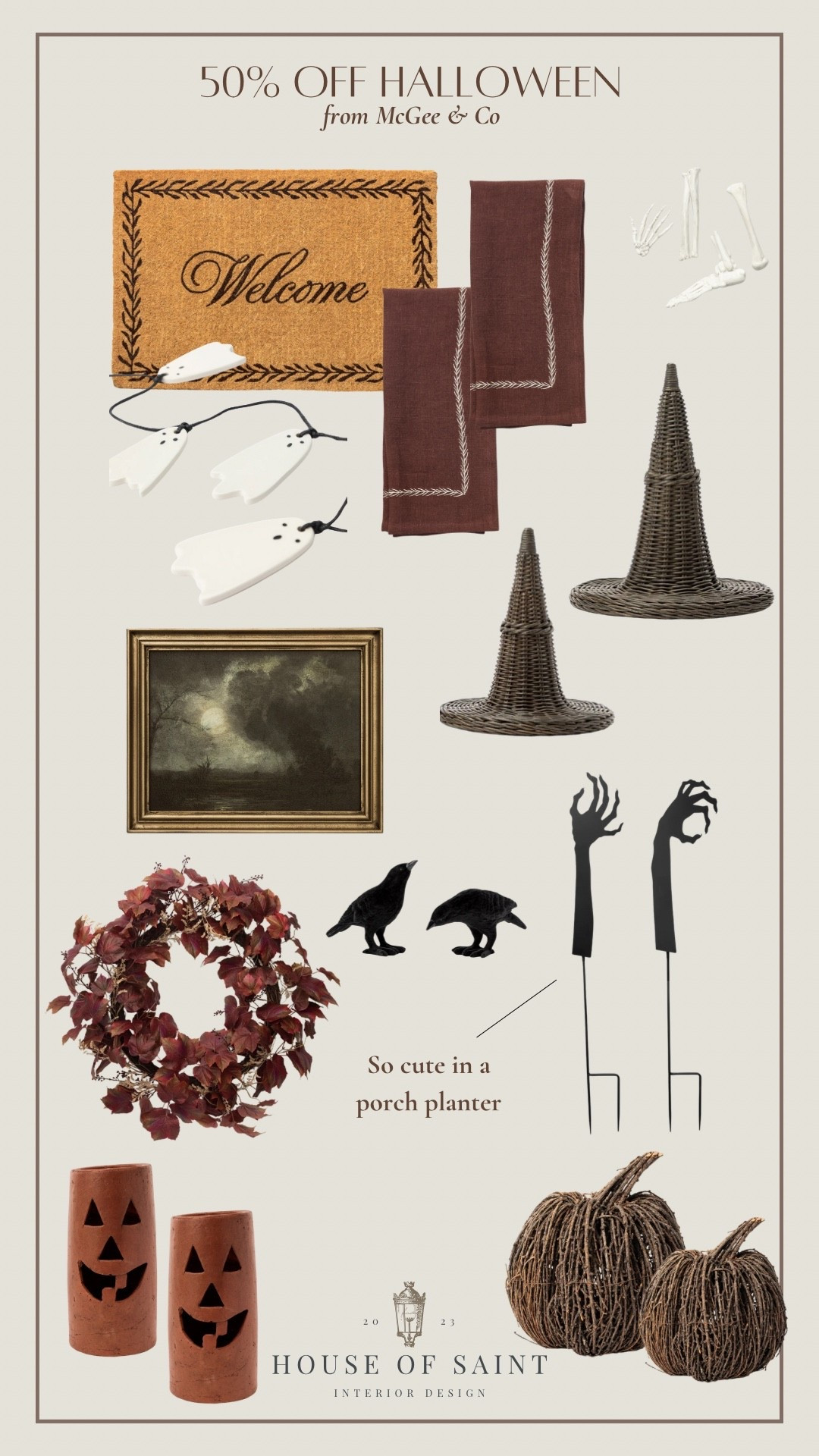 🎃✨ Spooky chic, but make it designer. These Halloween finds from McGee & Co. are 50% off right now 👻🕯 Perfect for adding a little elevated spooky to your porch, entryway, or tablescape. From rattan witch hats to sculptural hands, moody art, and chic pumpkins—these are pieces you’ll actually want to keep up all season long. 🍂

Shop the full roundup before it sells out! 🖤

#HalloweenDecor #SpookySeasonStyle #FallFrontPorch #NeutralHalloween #ChicHalloween #HolidayHome 

 #LTKHalloween #LTKSeasonal #LTKHome