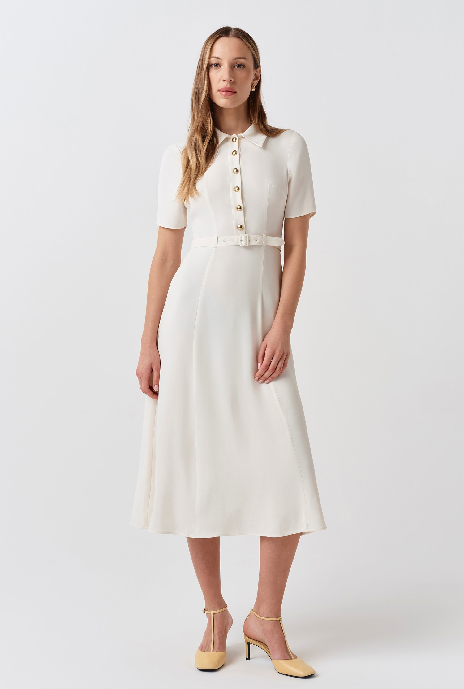 Amanda Collared Crepe Midi Dress | Ghost